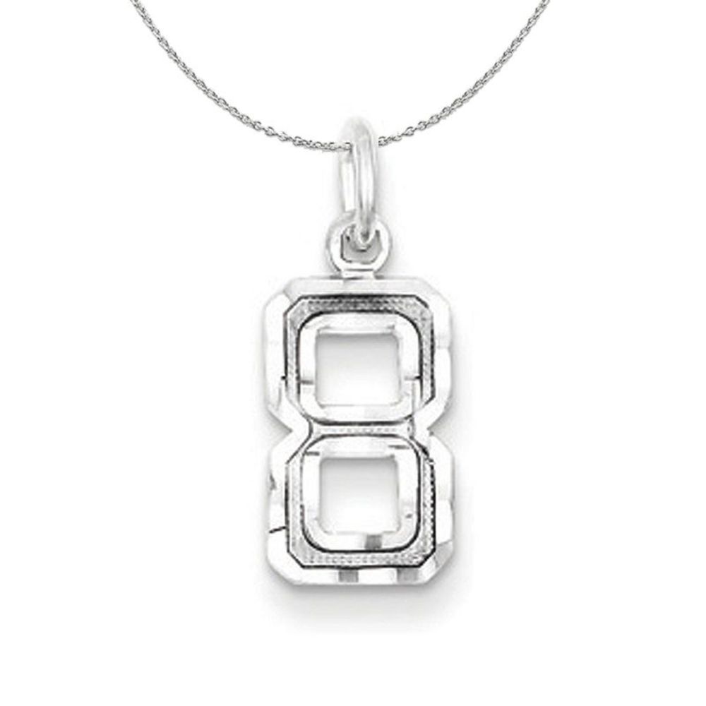 Silver, Varsity Collection, Small D/C Number 8 Necklace - 16 In